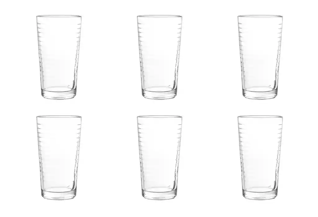 Set 6 Vasos Vidrio Texturizado Óptico 233ml 11oz Refrescos Jugos Bebida