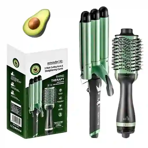 Combo Cepillo Secador Aguacate Y Pinza 3 Tubos Aguacate