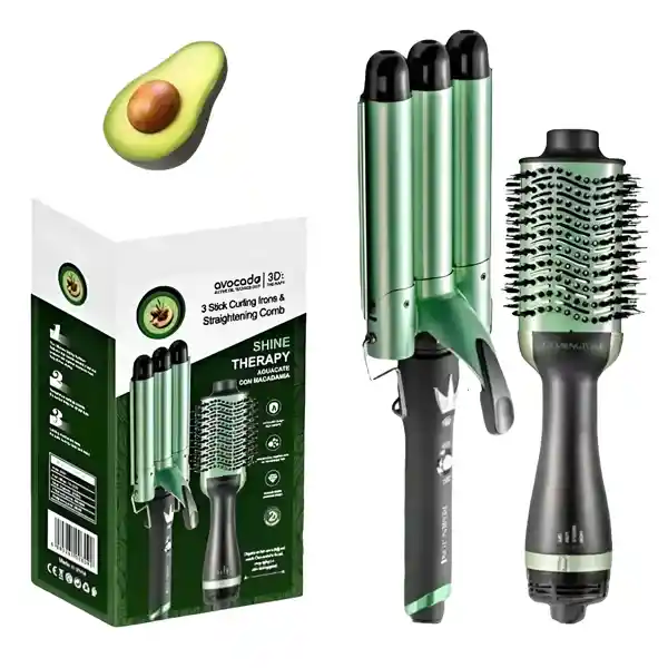 Combo Cepillo Secador Aguacate Y Pinza 3 Tubos Aguacate