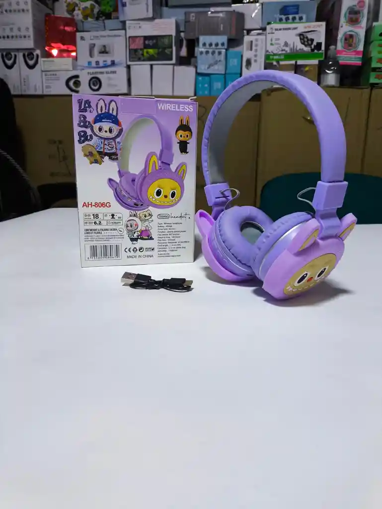 Audífonos Inalámbricos Diadema Labubu Morado