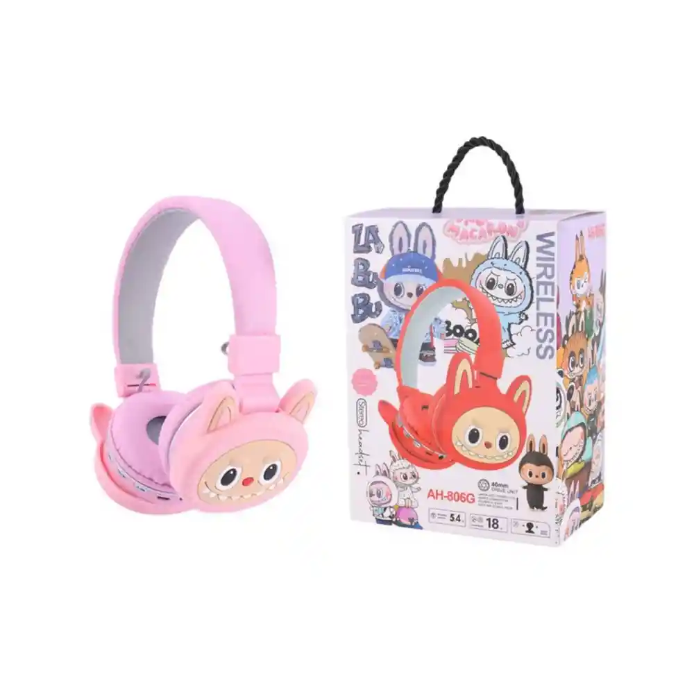 Audífonos Inalámbricos Diadema Labubu Rosado