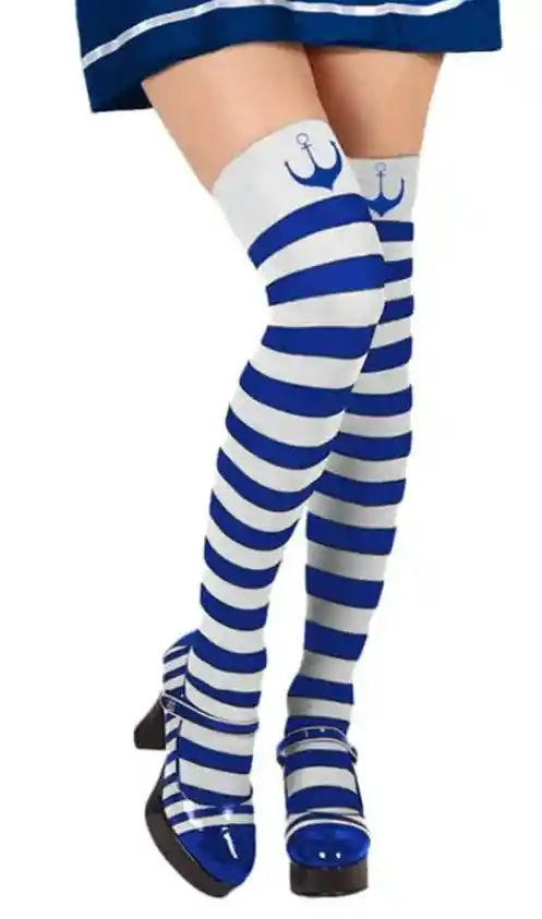 Medias De Rayas Motivo Marinero Largo A La Rodilla Halloween Disfraz
