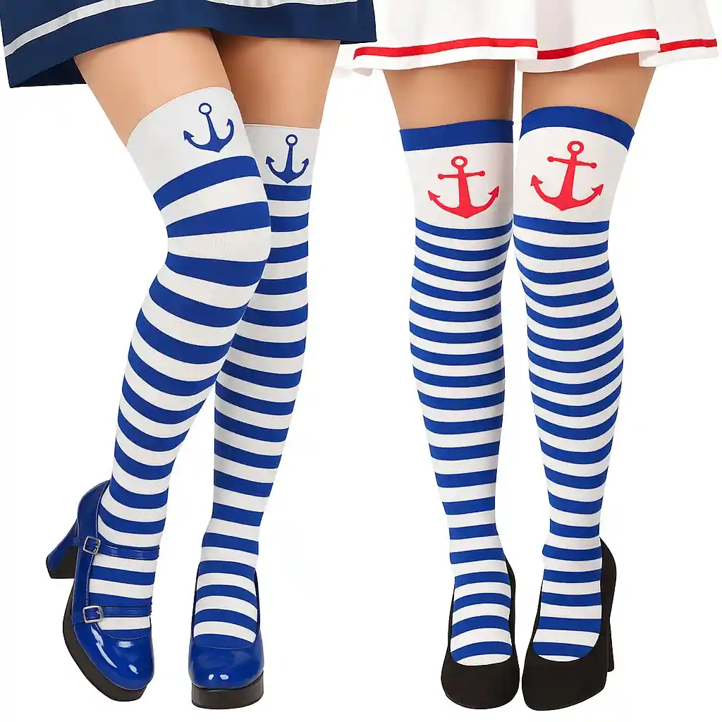 Medias De Rayas Motivo Marinero Largo A La Rodilla Halloween Disfraz