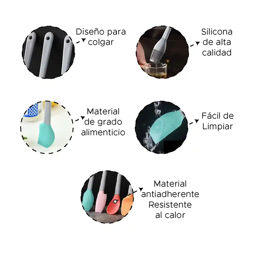 Mini Set De 5 Espátulas De Cocina