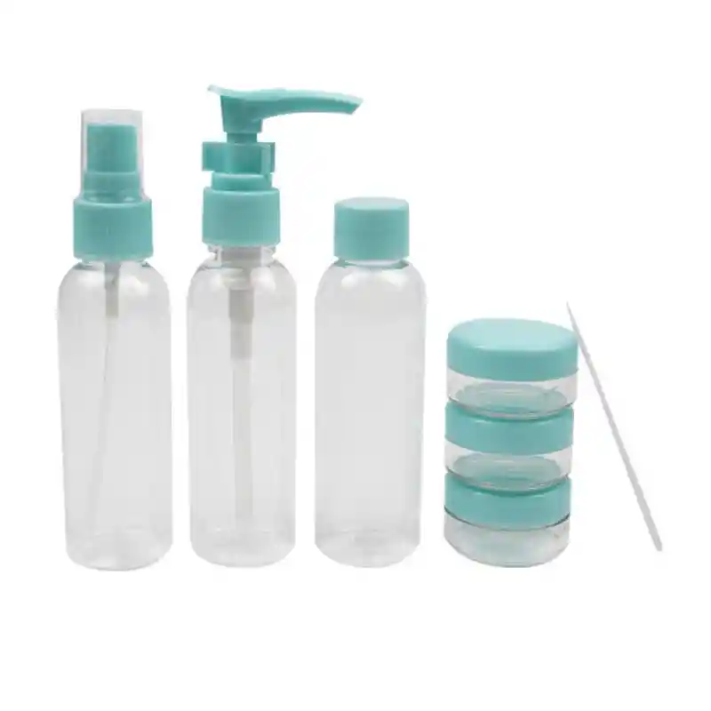 Kit Recipientes Plasticos X6 Pcs Viajero Reutilizable Color Azul Claro Enkor