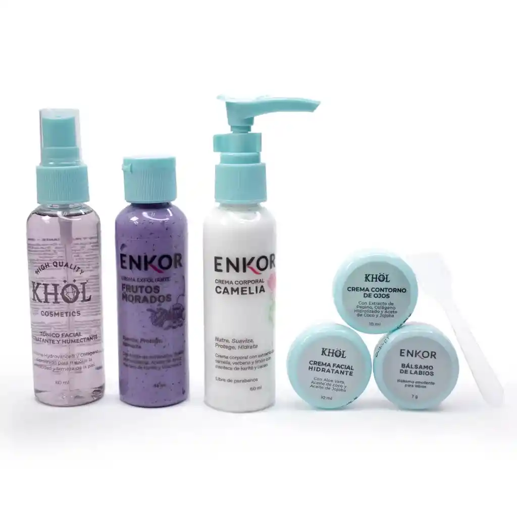 Kit Recipientes Plasticos X6 Pcs Viajero Reutilizable Color Azul Claro Enkor