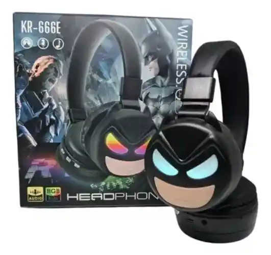 Audifonos Inalambricos Diadema Negra Batman