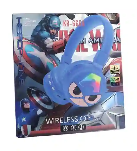 Audifonos Inalambricos Diadema Azul Capitan America