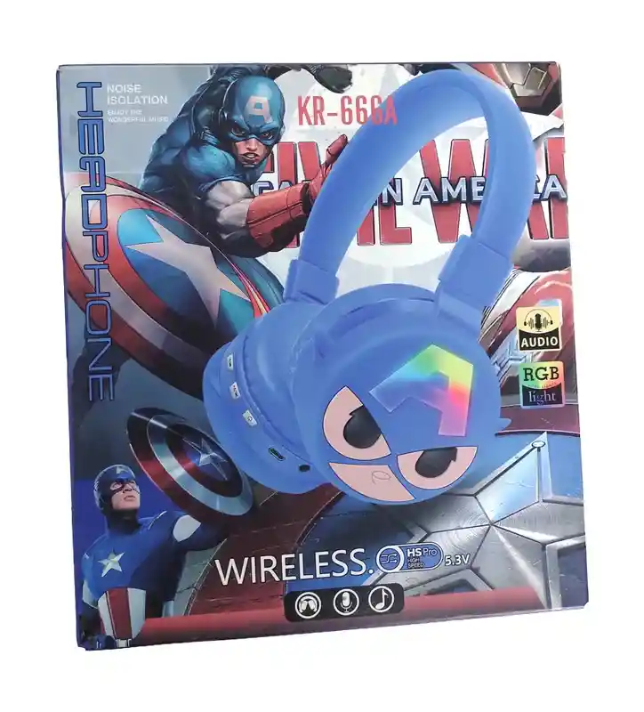Audifonos Inalambricos Diadema Azul Capitan America