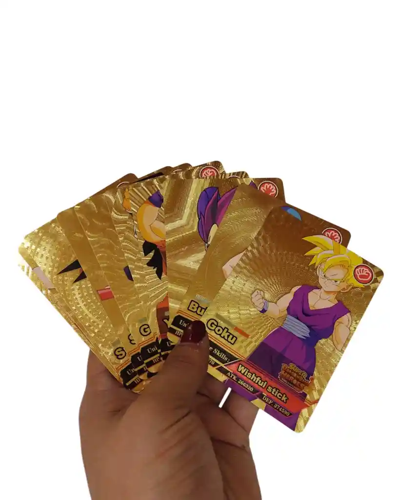 10 Cartas Tarjetas De Dragon Ball Doradas Brillantes Aleatorias
