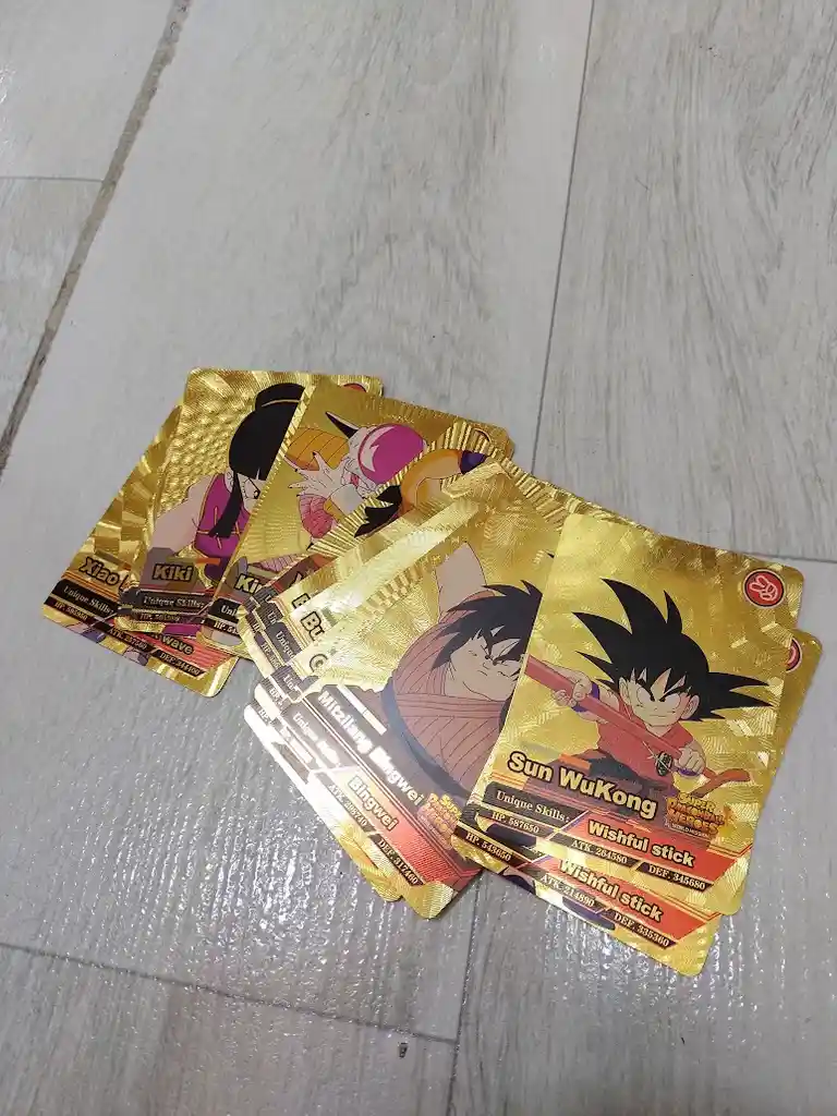 10 Cartas Tarjetas De Dragon Ball Doradas Brillantes Aleatorias