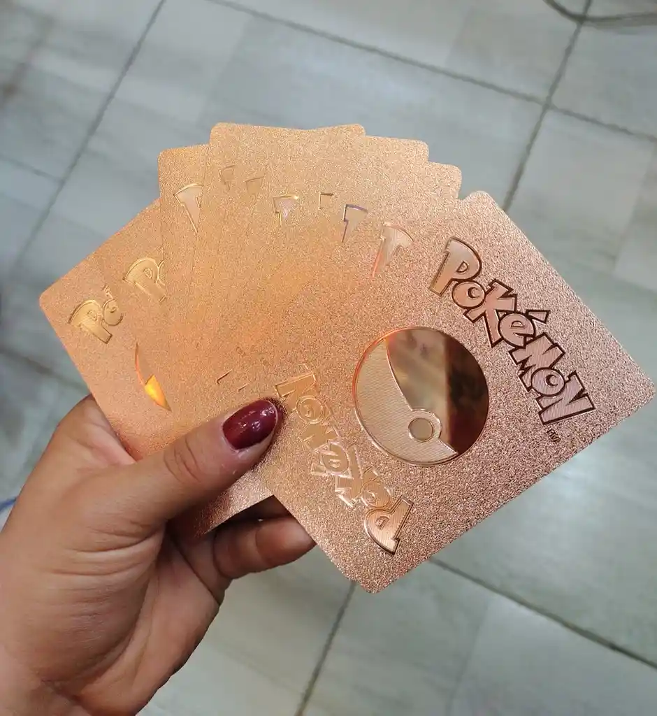 10 Cartas Tarjetas De Pokemon Rosa Bronce Brillantes Aleatorias