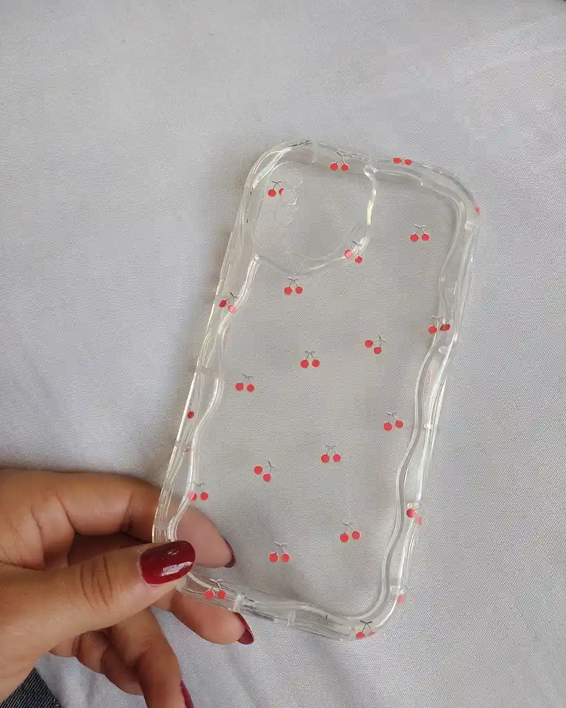 Forro Funda Transparente Con Cerezas Para Celular Iphone X/xs