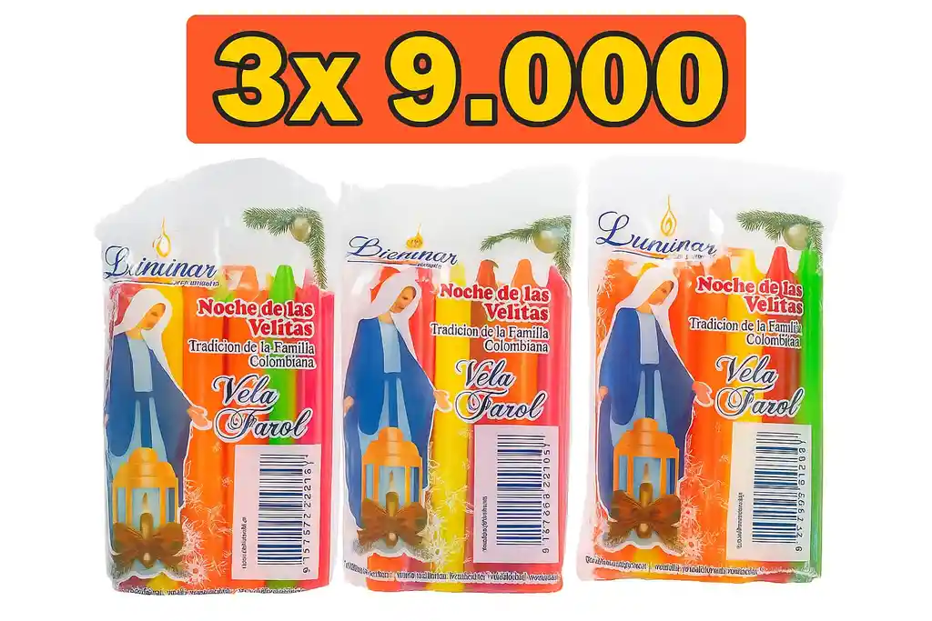 ✨ Velas Farol – Noche De Las Velitas ✨ Paquete X 3