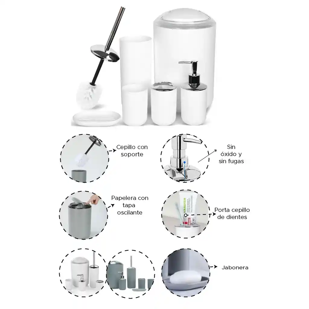 Set De 6 Piezas Accesorios De Baño