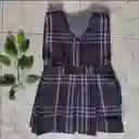 Jardinera Falda Plisada Azul Oscuro Para Niña Talla 4