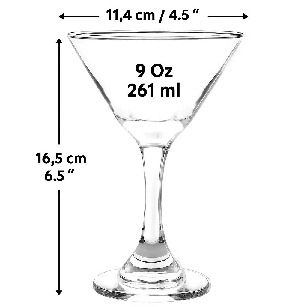 Copa Martini X12 Unidades 9 Oz 261 Ml Cristar Coctelería