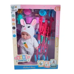 Muñeco Bebe Bebote En Coche + Accesorios Mascota Juguete