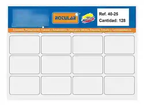 Rótulo Adhesivo Blanco Mate Rotular 40 Mm De Ancho - 25 Mm De Alto Cantidad: 128