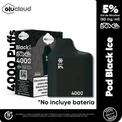 Glucloud Box Pod Black Ice/menta 4000 Puffs