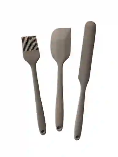 Set De 3 Utensilios Para Cocina De Silicona Color Beige