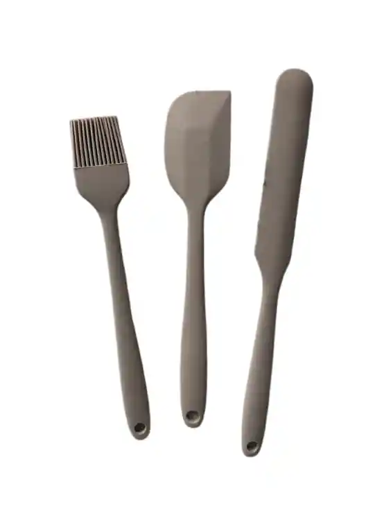 Set De 3 Utensilios Para Cocina De Silicona Color Beige