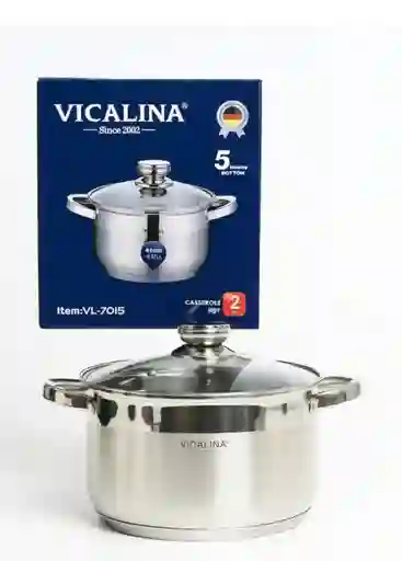 Olla Vicalina De 6 Litros En Acero Quirúrgico Con Tapa De Vidrio