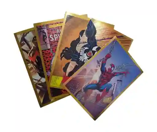 5 Láminas Stickers De Spiderman Variadas Panini Borde Dorado
