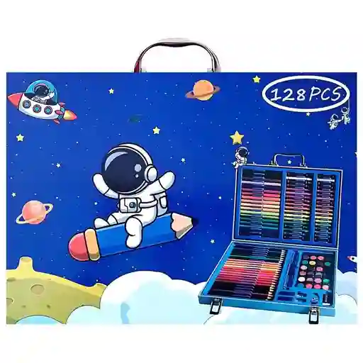 Set Kit De Arte Y Dibujo Tipo Maleta Astronauta 128 Piezas Para Niño Ref. 128-1