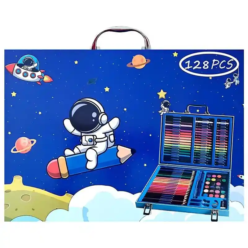 Set Kit De Arte Y Dibujo Tipo Maleta Astronauta 128 Piezas Para Niño Ref. 128-1