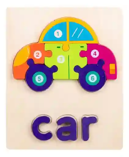 Juguete Didactico Rompecabezas En Madera Motivo Carro