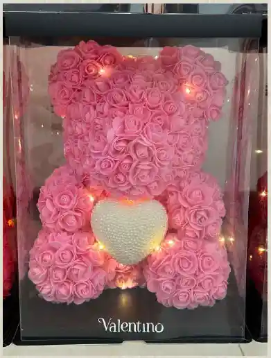 Oso Eterno Rosado Corazón Perlas