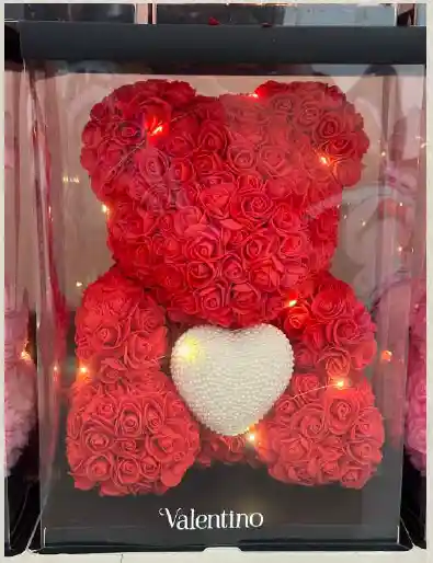 Oso Eterno Rojo Corazón Perlas