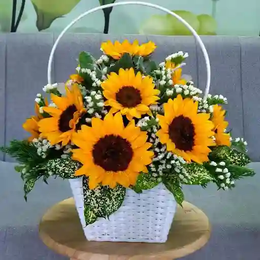 Canasta Radiante De Girasoles
