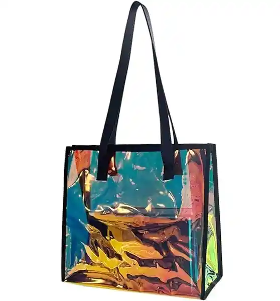 Tote Bag Tornasol Transparente Asa Lateral 34x30.5x11 Cm