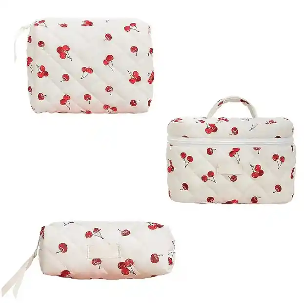 Kit De Viaje 3 Cosmetiqueras - Neceser - Estuches De Cereza 3 Tamaños