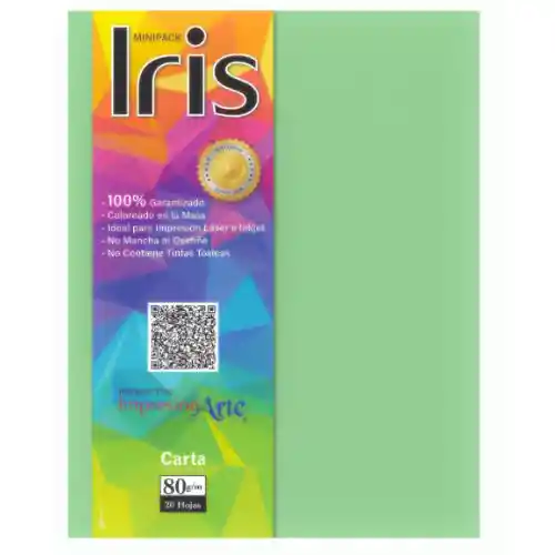 Minipack De Papel Iris Tamaño Carta X20 - Verde Limon