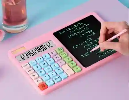 Calculadora Rosa + Tablet Digital Lcd + Lapiz 26.5x16.5cm 12 Dig