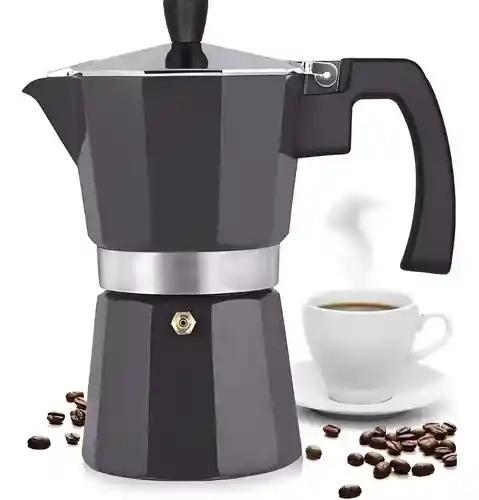 Cafetera Moka 6 Tazas Negra