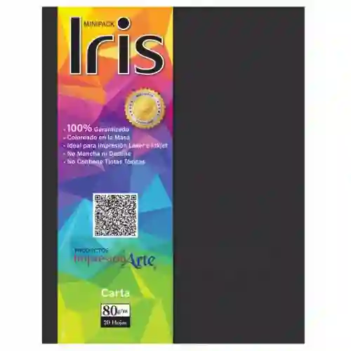 Minipack De Papel Iris Tamaño Carta X20 - Negro