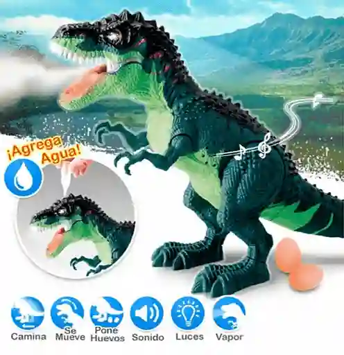 Juguete Dinosaurio Bota Humo Camina Pone Huevo Luces Y Sonido Ref Ny019-b