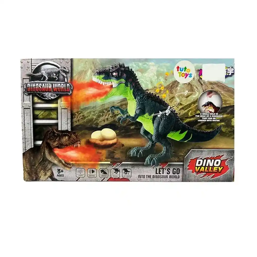 Juguete Dinosaurio Bota Humo Camina Pone Huevo Luces Y Sonido Ref Ny019-b