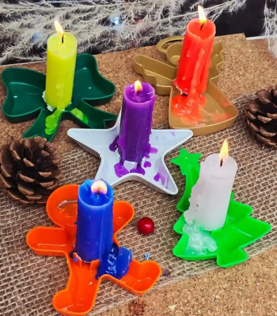 Porta Velas Figuras Navideñas Soporte X20 Unidades Día De Las Velitas