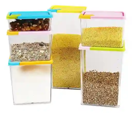 Set Contenedores Almacenar Granos Cereal Alimentos Cocina X6 Diseño