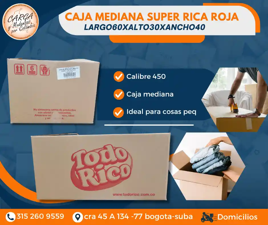 Caja Para Mudanza Mediana 60 Largo X 40 Ancho X 30 Alto-empaque Y Embalaje