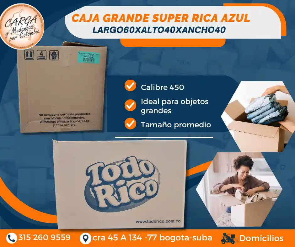 Caja Para Mudanza Grande Largo 60 X Ancho 40 Alto 40 - Empaque Y Em