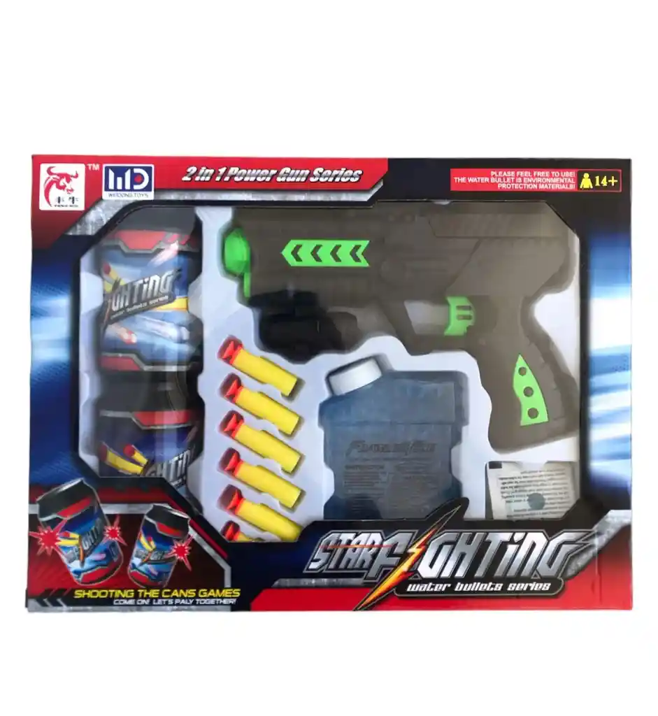 Juguete Pistola Dual Lanza Dardos E Hidrogel Con Luz Laser 716a-1 Colores Surtidos