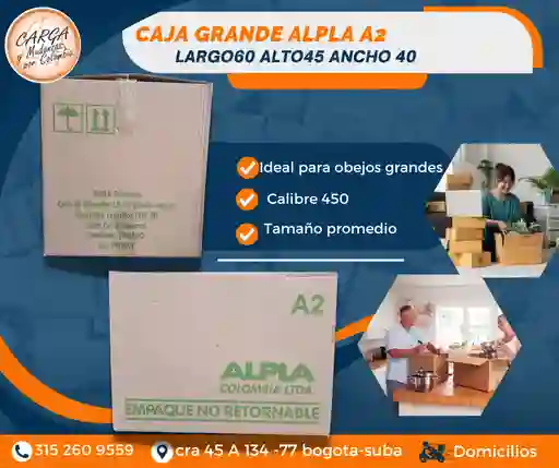 Cajas Para Mudanza Grande Alpla 60 Largo X 40 Ancho X 45 Alto - Empaque Y Embalaje