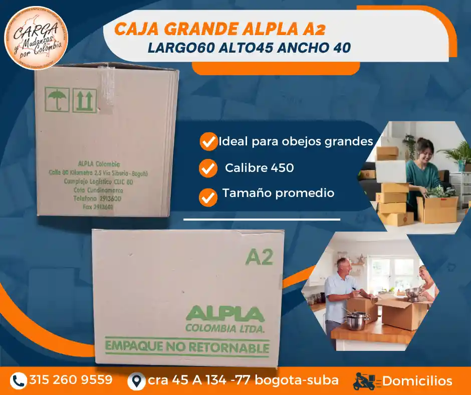 Cajas Para Mudanza Grande Alpla 60 Largo X 40 Ancho X 45 Alto - Empaque Y Embalaje