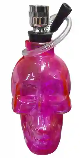 Bong De Agua Diseño Calavera Rosa En Vidrio